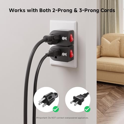 image for [ETL Listed] Cable Matters 3-Pack Grounded Outlet Switch with ON Off, 
