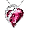 Leafael Necklaces for Women, Infinity Love Birthstone Heart Crystal Pendant, Birthday Jewelry Gifts for Her, Mom, and Wife, Silver Plated, 18 plus 2 inch Adjustable Chain