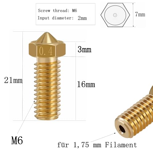 Buses d'imprimante 3D Pièces d'imprimante 3D Buses de 0,4 mm Buses Extrudeuse Tête d'impression pour Volcano Anycubic Vyper Kobra Max Artillery Phaetus Rapido Kobra 2... (Kit de 20 pièces en acier – vue 3