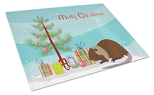 Caroline's Treasures BB9246LCB Coypu Nutria River Rat Christmas Glass Cutting Board Large, Teal Decorative Tempered Glass Kitchen Cutting and Serving Board Large Size Chopping Board