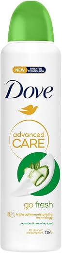 Dove Advanced Care Go Fresh Cucumber &amp; Green Tea Deodorant for Women | 72H Freshness | 0% Alcohol | Triple Moisturising Fo...
