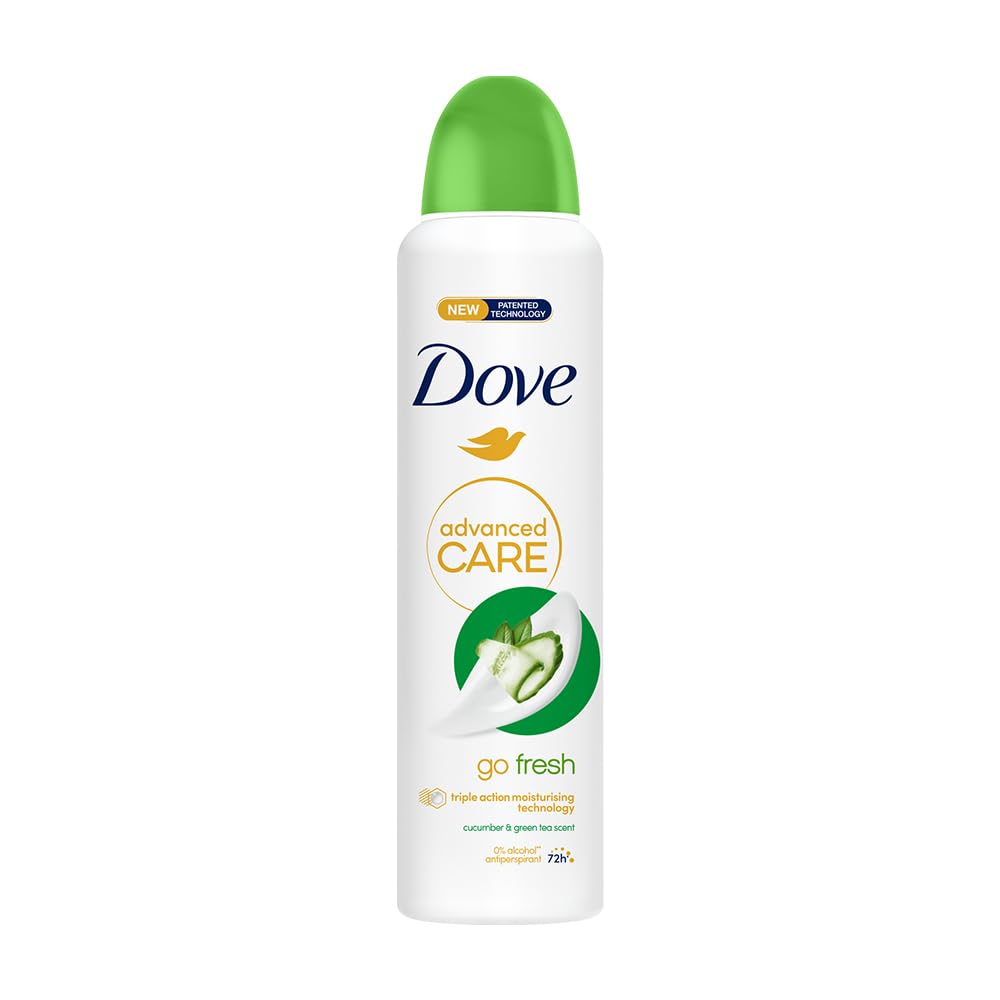Dove Advanced Care Go Fresh Cucumber & Green Tea Deodorant for Women | 72H Freshness | 0% Alcohol | Triple Moisturising Formula | 250 ML