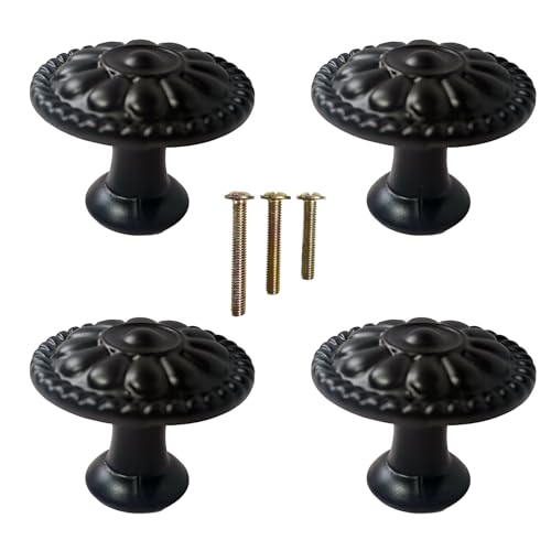 Eledabra 4 Pack of Matte Black Kitchen Cabinet Knobs Pulls,