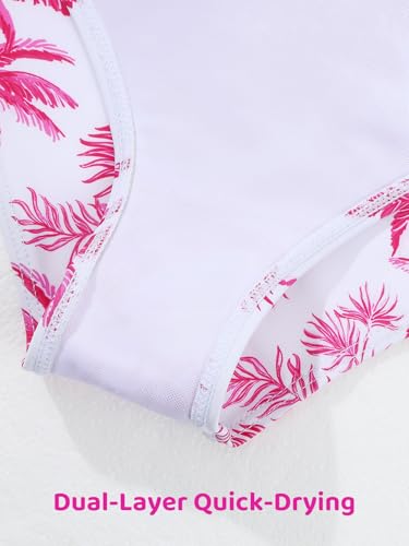Girls Swimsuits Hawaiian Teen Bathing Suits 3 Piece Tropical Floral Ruffle Strap Bikini Set with Cover Up Skirt 9-16T4