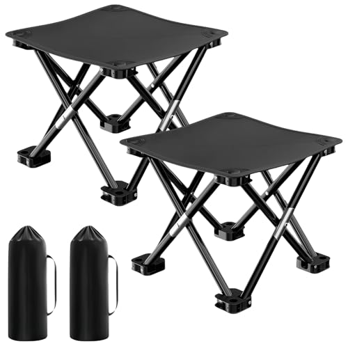 NBBENG Camping Stool for Adults, Portable Folding Stool with Stable Feet & Carrying Bag, Perfect for Picnics Collapsible Stools for Travel, Camping, Hiking, Gardening, Fishing Stools (2pc 33x33x33cm)