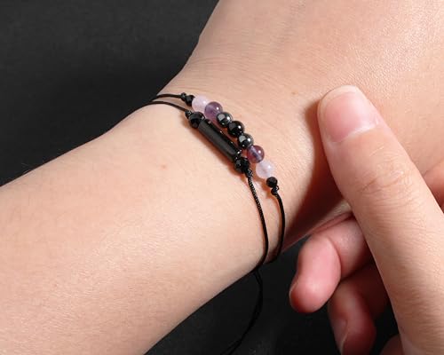 QqzsJewls Empath Protection Bracelets for Women Men, Energy Protection Gifts, Natural Healing Crystal Beads Bracelets, Tourmaline Obsidian Rose Quartz Amethyst Anxiety Relief Jewelry for Her Him by QqzsJewls - Used condition - Image 4