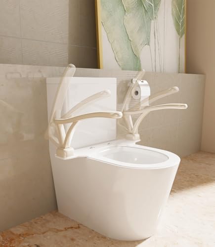 VOCIC Toilet Safety Rails for Elderly, Toilet Assist Rails with Foldable Handles, Heavy Duty Toilet Grab Bar, Easy Installation