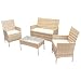SVITA Brooklyn Gartenlounge 4-teilig Polyrattan Lounge Set wetterfest Garten Terrasse Balkon inkl. Kissen Glas Tisch Beige