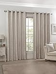 Emma Barclay – Fully Lined Curtains for Bedroom Living Room Jacquard Eyelet Two Panel Damask Curtains Eden Collection (66” x 90” Inch)(Cream)