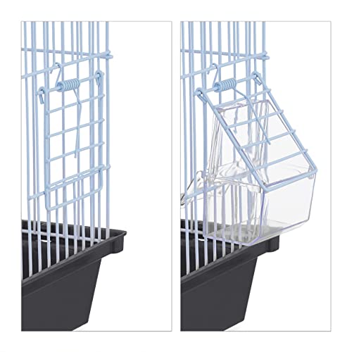 Image of Relaxdays Bird Cage, Birdcage, Perches, Swing, Feeders, H x W x D 49.5 x 35 x 32 cm, Black, Steel 50% Plastic
