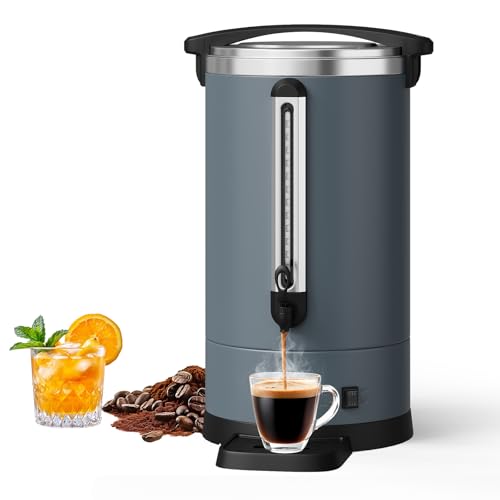 Image of Garvee 18 L /120 Cups Coffee Urn- 4.8 gal Double Wall Commerical Coffee Maker for Buffet Catering Wedding Gathering,Large Capacity Hot Coffee Dispenser,Stainless Steel Hot Water Urn-Grey