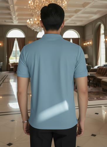 Image of MACK JONNEY Men's Solid Polo T-Shirt | Premium Cotton Blend | Regular Fit | Short Sleeve | Collared Casual Wear|Pack of 2 -MJ-157