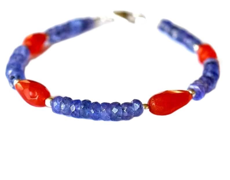 Bracelet tanzanite anti-ternissement en argent 925 et véritables pierres fines