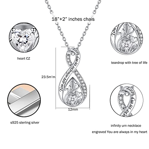 Sterling Silver Urn Necklace for Ashes for Women: Infinity Cremation Jewelry for Women - Ashes Keepsake Pendant Memorial Jewelry Gifts for A Loss of Loved Ones2