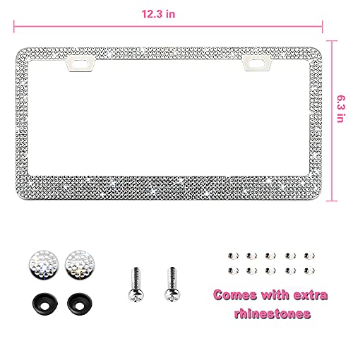 image for OKLPF Sparkly Bling Stainless Steel License Plate Frames for Women, 1P