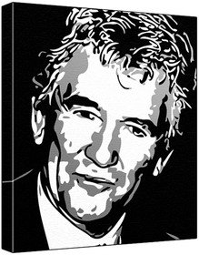 Patrick Duffy (100% Original Painting. Not A Print!) Acrylic Paint On Deep Framed Canvas (60 x 50 x 1.8 cm) 3-Colour Black/Grey/White