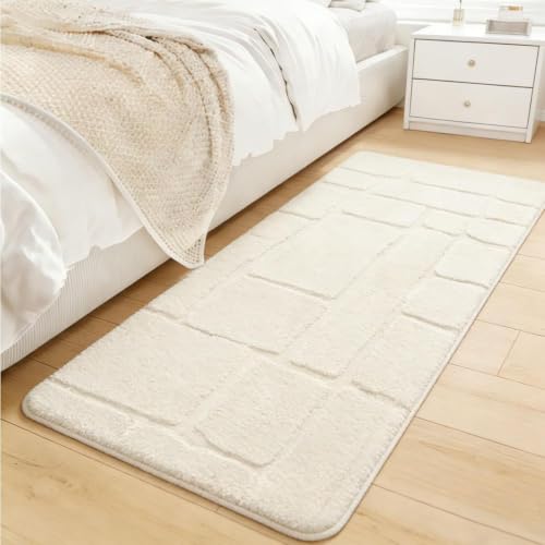 Famibay Rugs for Bedroom 60 x 120 cm Cream Small Washable Rugs...
