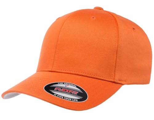 Men's Athletic Baseball Fitted Cap - Premium Baseball Cap - S/M - Orange