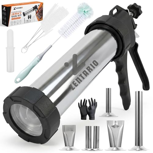 Zentario Jerky Gun for Ground Meat, Stainless Steel Beef Jerky Maker Kit