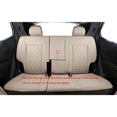 EKR Equinox Seat Covers Custom Fit for Chevrolet Equinox Premier, LS,LT,L,RS 2018 2019 2020 2021 2022 2023 2024 (Not for Equinox EV) Leather Car Seat Cover Full Set,Faux Leather(Beige)