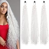 Curly Crochet Hair Extensions White Passion Twist Braids 24Inch Long Curly Braiding Hair 3Packs Spring Crochet Braids Hair Extensions Goddess Box Braids for Black Women(24',60#)