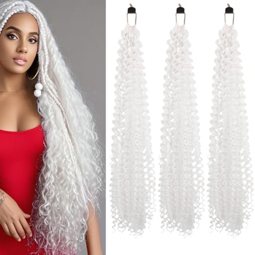 Curly Crochet Hair Extensions White Passion Twist Braids 24Inch 3Packs 60#