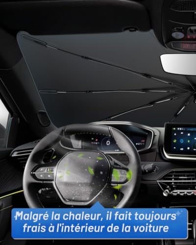 SHAOHAO Parapluie Pare-Soleil Compatible avec Peugeot 2008 / e-2008/208 / e-208 2019-2026 Pare-Soleil Voiture Style Parapluie avec Poignée à Cordon Souple, Protection UV, Accessoires Intérieur – vue 8