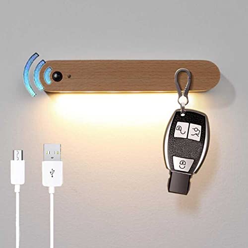 Aplique de pared LED de madera con batería y sensor de movimiento para interior