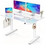 Claiks Höhenverstellbarer Schreibtisch mit Glasplatte 100 * 60cm...