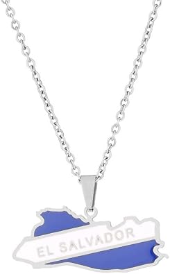 Fashion El Salvador Map Pendant Necklace - Ethnic Charm Country Map Necklaces With City Name - For Men Women Hip Hop Maps Minimalist Thin Chain Trendy Jewelry Gift