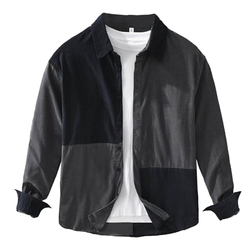 Chemise à manches longues pour homme en coton noir casual