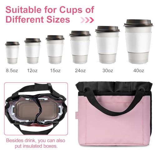 Luggage Cup Holder - Multifunctional Travel Caddy - Fits Suitcase Handles, Also, as a Stroller & Automotive Cup Holder - Pink4