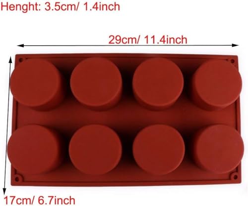 Image of 8 Cavity Circle Cylindrical Round Mini Bread, Loaf, Brownie, Mousse, Dessert Bakeware, Cornbread, Muffin Silicon Non-Stick Mould Multi Purpose, Handmade Soap, Ice Cream, Candle Jelly Pudding Cake DIY