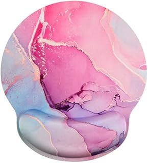 HAOCOO Ergonomic Mouse Mat Wrist Rest Support, Gel Mouse Pad with Non-Slip Rubber Base Mousepad, Wrist Rest Mousemat for Laptop Computer Home Office Working Pain Relief (Pink Watercolor)