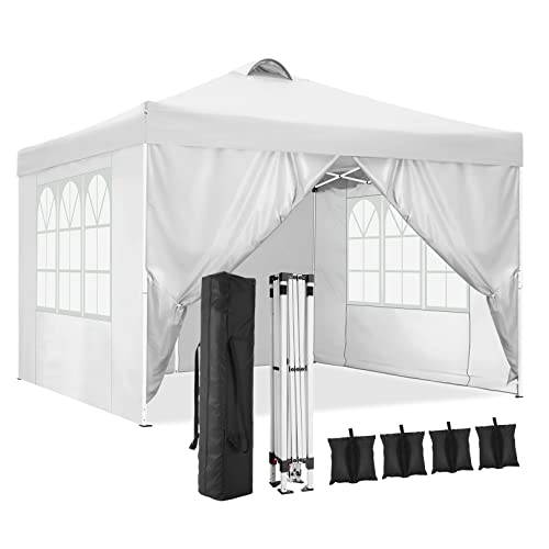 Tooluck Canopy 10X10 Oudoor Beach Canopy Commercial Waterproof Gazebo Tent Wedding Party Instant Event Shelter With 4 Sidewalls&Air Vent, White #TOP7