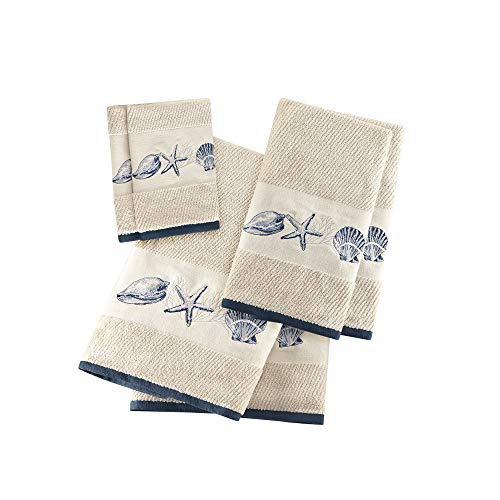 Madison Park Embroidered Cotton Jacquard 6 Piece Towel Set MP73-4967, Blue - Image 3