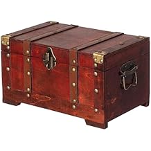 VintiquewiseTM Antique Style Wooden Trunk, Small