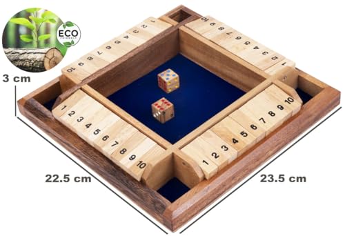 Shut The Box 4 Joueurs En Bois - Jeu De Calcul Avec 2 Des, Des 6 Ans – vue 4