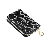 NCRJCZQL Spider Web RFID Credit Card Holder Wallets Accordion for Women Leather Zipper Card Case Accordion Wallet for Ladies Girls
