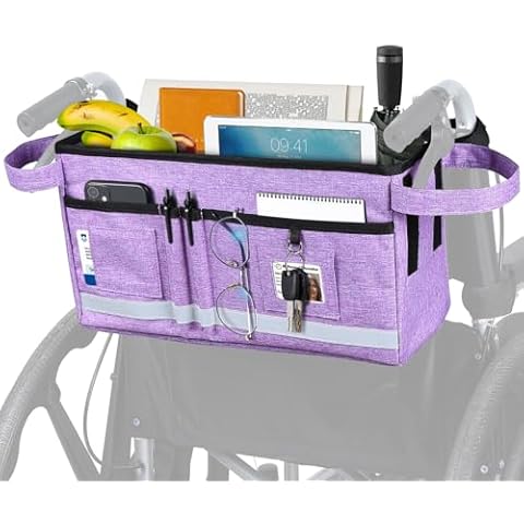 HOOMTREE Wheelchair Basket for Back,Wheelchair Backpack with Cup Holder,Wheelchair Bags to Hang on Back, Wheelchair Accessories Pouch for Adults Seniors,Wheelchair Storage Accessories (Purple) Cover