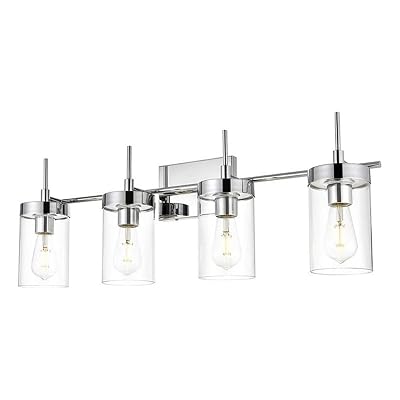 Living District Benny 4-Light Iron & Glass Bath Sconce in Chrome/Clear