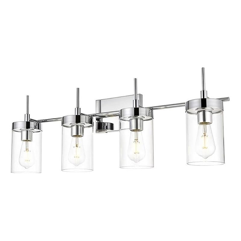 Living District Benny 4-Light Iron & Glass Bath Sconce in Chrome/Clear