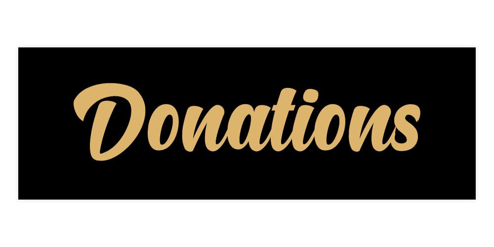 Signs ByLITA Basic Donations Sign (Black/Gold) - Small