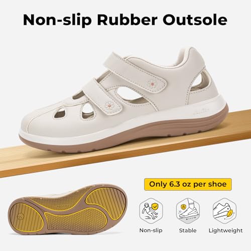 Image of FitVille Women's Wide Closed Toe Orthopedic Sandals, Summer Vacation Comfort Walking Sandals with Arch Support for Diabetic, Swollen Feet, Bunions