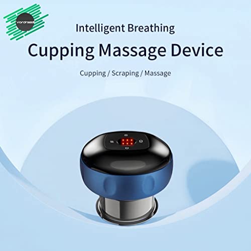 Vordrassil Electric Cupping Therapy Machine With 12 Level Temperature And Suction For Back, Shoulder And Neck. Bundle A Traditional Gua Sha Board. (12 Gears, Blue) #TOP1
