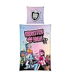 Herding Monster High Bed Linen, Pillowcase 80 x 80 cm with Zip and Reversible Motif, Duvet Cover 135 x 200 cm, with Zip, 100% Cotton/Renforcé