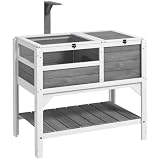 PawHut Habitat with Shelf Storage