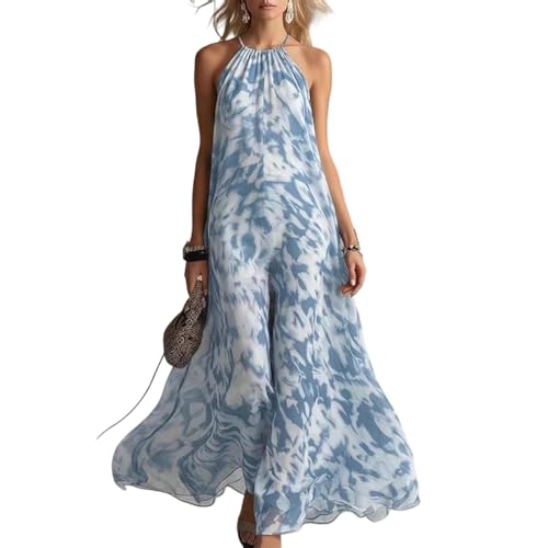 Robe longue femme été en mousseline de haute qualité et col licou