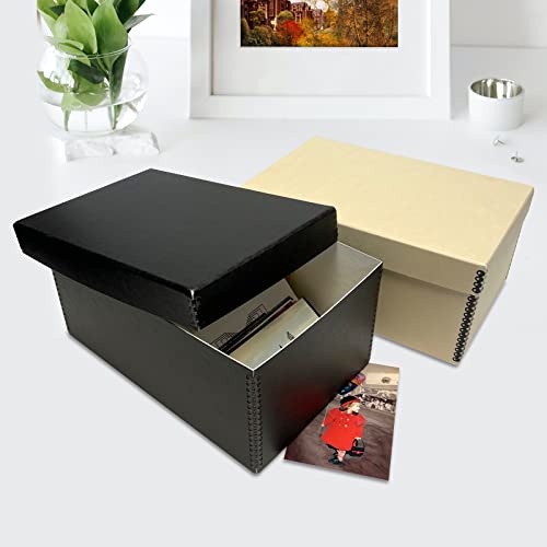 Lineco Archival Photo Storage Box, Holds Up To 1100 Of 5X7 Pictures, 4X6 Photo Container With Removable Lid. Protect Snapshot, Negatives, Prints, Films, Card, 5"X7"X12", Black #TOP4