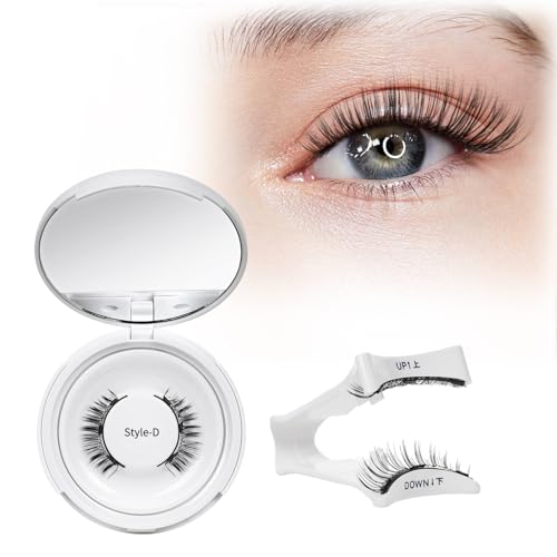Crislashes Kit de faux cils magnetique avec applicateur, cils-magnetique sans eyeliner ni colle, faux cils magnétique faciles à poser et à retirer, effet naturel et réutilisables (DE05 Set-D)